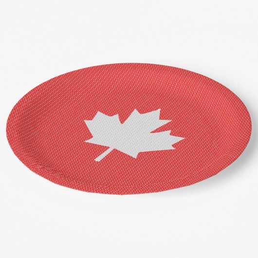 ニットスタイルメープルリーフ編み物モチーフ ペーパープレート (アングル)