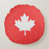 ニットスタイルメープルリーフ編み物モチーフ ラウンドクッション (正面)