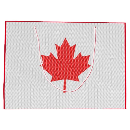 ニットスタイルメープルリーフ編み物モチーフ ラージペーパーバッグ (裏面)