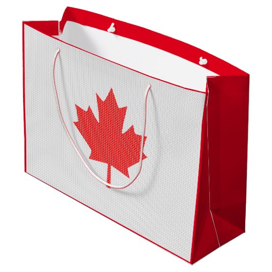 ニットスタイルメープルリーフ編み物モチーフ ラージペーパーバッグ (裏面アングル)