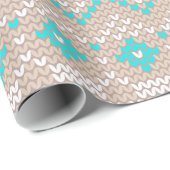 ニットステッチパターン9 Tan/ティール(緑がかった色)ID208 ラッピングペーパー (ロールコーナー)