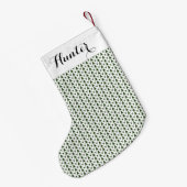 ニットストッキネットステッチホワイトクラフツプリント+名前 スモールクリスマスストッキング (裏面 (吊り時))