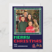ニットセータークリスマスパターンメリークリスマスフォト シーズンカード (正面)