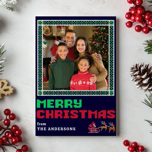 ニットセータークリスマスパターンメリークリスマスフォト シーズンカード
