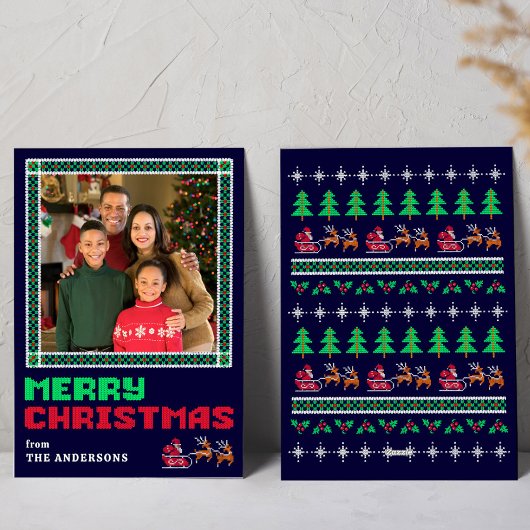 ニットセータークリスマスパターンメリークリスマスフォト シーズンカード