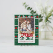 ニットセーター付きファミリークリスマスフォトカード シーズンポストカード (スタンド正面)