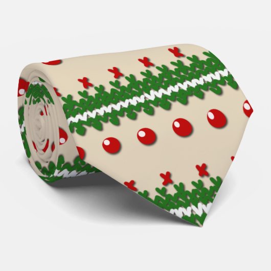 ニットフェイク醜いクリスマス懐かしいクリームデザイン ネクタイ (ロール)