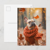 ニットフランスのドッグの服装のブルドッグ シーズンポストカード (正面/裏面)