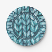 ニットブルーパーソナライズされたホリデイ ペーパープレート (正面)