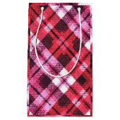 ニットプレイドタータンチェックチェックピンクホワイトワインパターン スモールペーパーバッグ (正面)