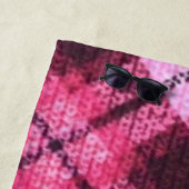 ニットプレイドタータンチェックチェックピンクホワイトワインパターン ビーチタオル (インサイチュ)