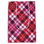 ニットプレイドタータンチェックチェックピンクホワイトワインパターン ミディアムペーパーバッグ (裏面)