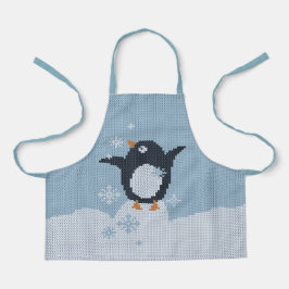 ニットペンギン雪片ウィンターホリデー エプロン