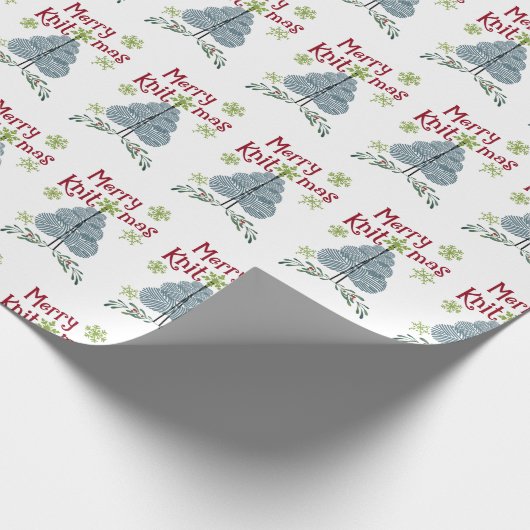 ニットマメリースヤーンクリスマスツリー編み物ホリデイ ラッピングペーパー (角)