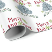 ニットマメリースヤーンクリスマスツリー編み物ホリデイ ラッピングペーパー (ロールコーナー)