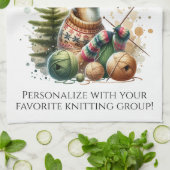 ニットメリーマス編み物クリスマス キッチンタオル (折り畳み)