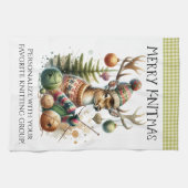 ニットメリーマス編み物クリスマス キッチンタオル (横)