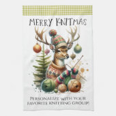 ニットメリーマス編み物クリスマス キッチンタオル (縦)