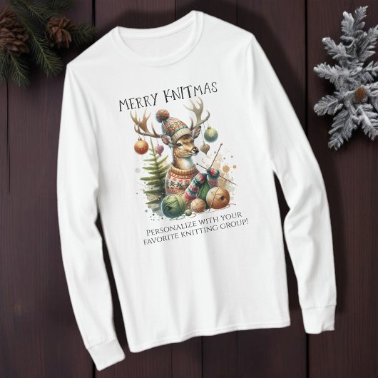 ニットメリーマス編み物クリスマス Tシャツ