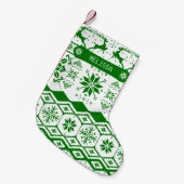 ニットモノグラムのクリスマストナカイ スモールクリスマスストッキング (正面 (吊り時))