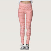 ニットユニークモダンクロチェットパステルピンク生地 レギンス (正面)