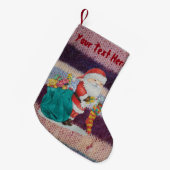 ニットヴィンテージの可愛いサンタ スモールクリスマスストッキング (正面 (吊り時))