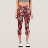 ニット冬のクリスマス装飾模様 カプリレギンス (正面)