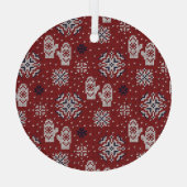 ニット冬のクリスマス装飾模様 ガラスオーナメント (裏面)