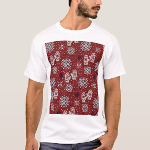ニット冬のクリスマス装飾模様 Tシャツ