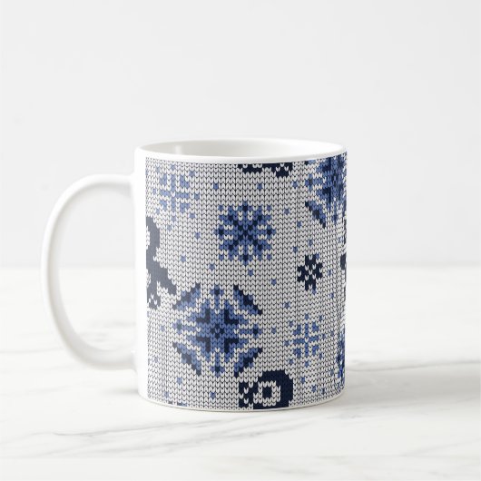 ニット冬ペンギン装飾模様 コーヒーマグカップ (左)