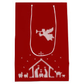 ニット出生ブリークリスマスセーター赤白 ミディアムペーパーバッグ (裏面)