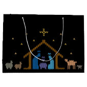 ニット出生醜いクリスマスセータークリスチャン ラージペーパーバッグ (裏面)