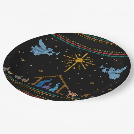 ニット出生醜いクリスマスセーター宗教的 ペーパープレート (アングル)