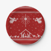 ニット出生醜いクリスマスセーター宗教的 ペーパープレート (正面)