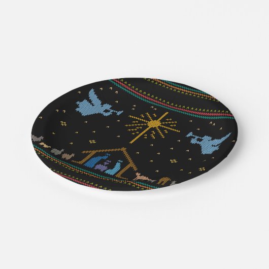 ニット出生醜いクリスマスセーター宗教的 ペーパープレート (アングル)