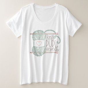 ニット図解入りの、写真付きのプルリピート編み物Tシャツ プラスサイズTシャツ