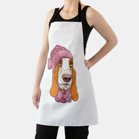 ニット帽で犬のバセット・ハウンドが繁殖する エプロン (インサイチュ)