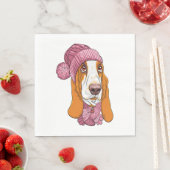 ニット帽で犬のバセット・ハウンドが繁殖する スタンダードランチョンナプキン (インサイチュ)