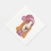 ニット帽で犬のバセット・ハウンドが繁殖する スタンダードランチョンナプキン (角)