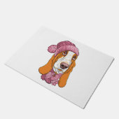 ニット帽で犬のバセット・ハウンドが繁殖する ドアマット (アングル)