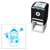 ニット帽とスカーフの可愛い漫画雪だるま セルフインキングスタンプ (インサイチュ)