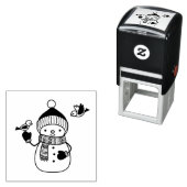 ニット帽とスカーフの可愛い漫画雪だるま セルフインキングスタンプ (インサイチュ)