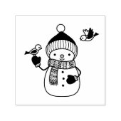 ニット帽とスカーフの可愛い漫画雪だるま セルフインキングスタンプ (デザイン)