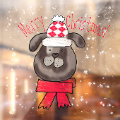 ニット帽とスカーフを被った小さなクリスマス犬 ウィンドウサイン (シート2)