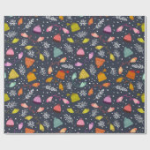 ニット帽とミッテンダークブルーの冬のパターン ラッピングペーパー (フラット)