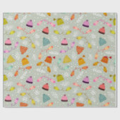 ニット帽とミトン冬のパターン ラッピングペーパー (フラット)