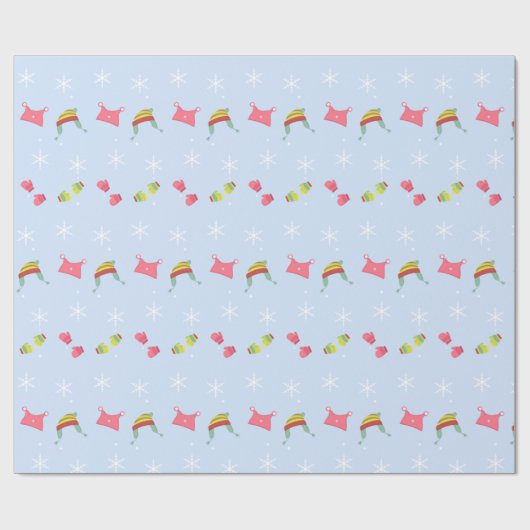 ニット帽とミトン ラッピングペーパー (フラット)