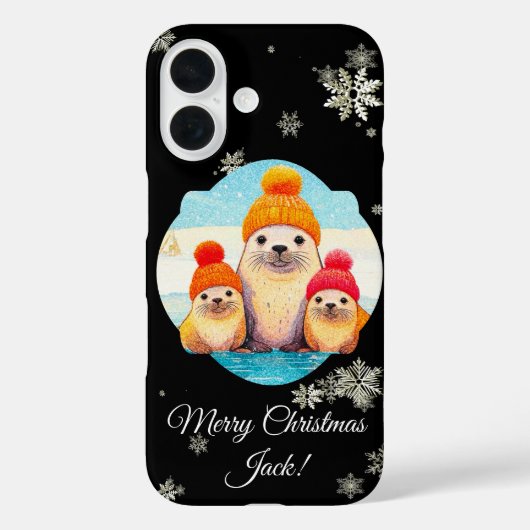 ニット帽子の可愛いシールクリスマスイラストレーション Case-Mate iPhoneケース (裏面)