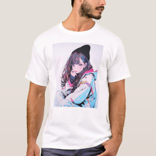 ニット帽JK Tシャツ|寿司娘 GenerativeAI Tシャツ