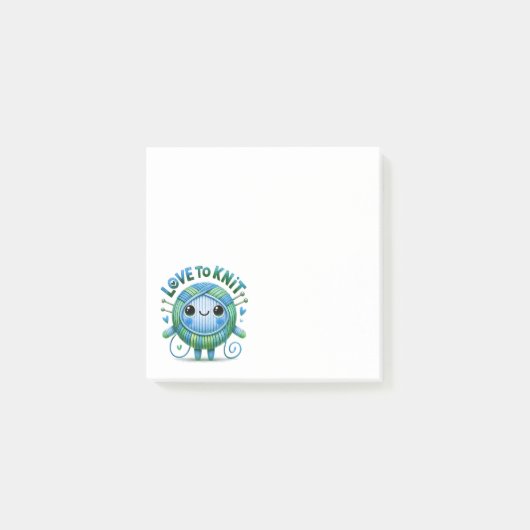 ニット引用文かわいいブルーグリーンボールヤーン3 x 3 ポストイット (正面)